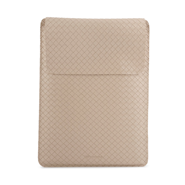 13" Vegan Leather Laptop Sleeve (Beige Criss Cross)