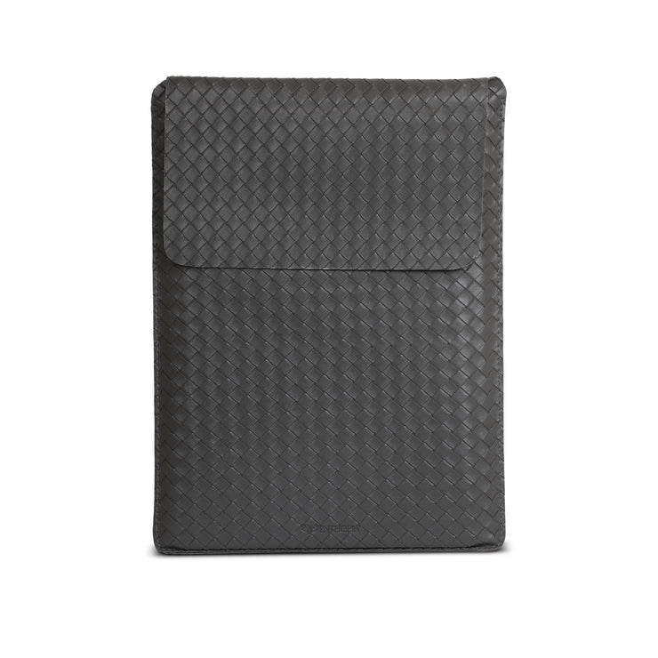 13" Vegan Leather Laptop Sleeve (Grey Criss Cross)