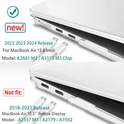 Hardshell case/cover for 
MacBook Air 13.6 inch Case 2022 - 2024 Release M3 A3113 M2 A2681 - Transparent