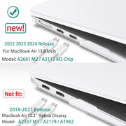 MacBook Air 13.6 inch Case 2022 - 2024 Release M3 A3113 M2 A2681 Hardshell Case - White