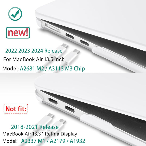 MacBook Air 13.6 inch Case 2022 - 2024 Release M3 A3113 M2 A2681 Hardshell Case - White