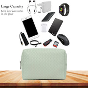 13" Vegan Leather Laptop Sleeve With Pouch (Mint Criss Cross)