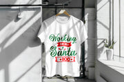 Christmas Tshirt - For Men and Women - Working on my Santa Bod - Black, White