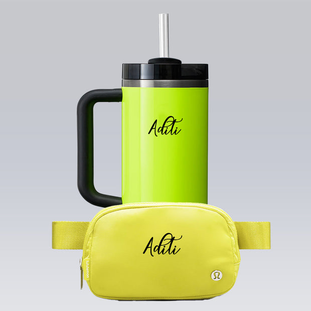 Combo Personalised Tumbler Mugs and Waist Pouch